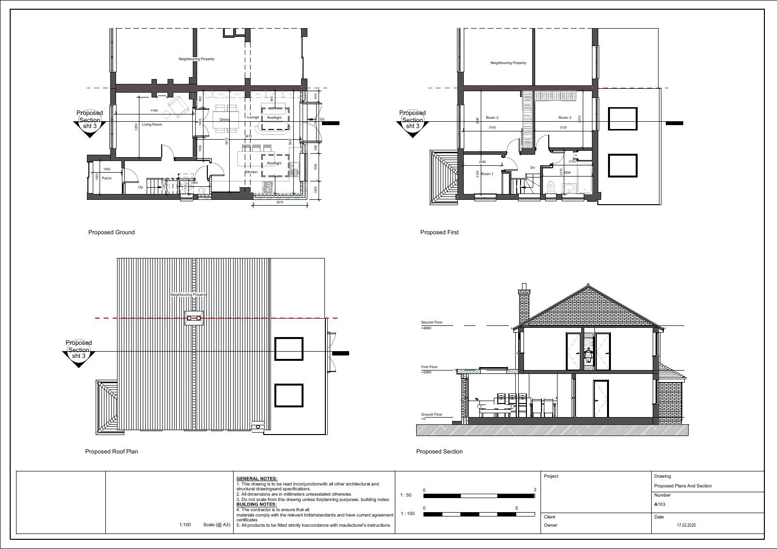 Rear extension, semi-detached Drawing 3