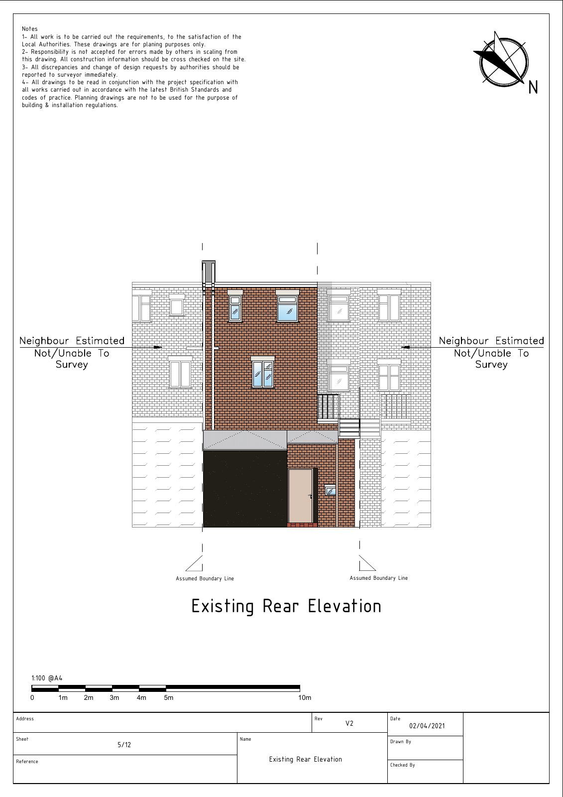 Change of use Existing, rear elevation