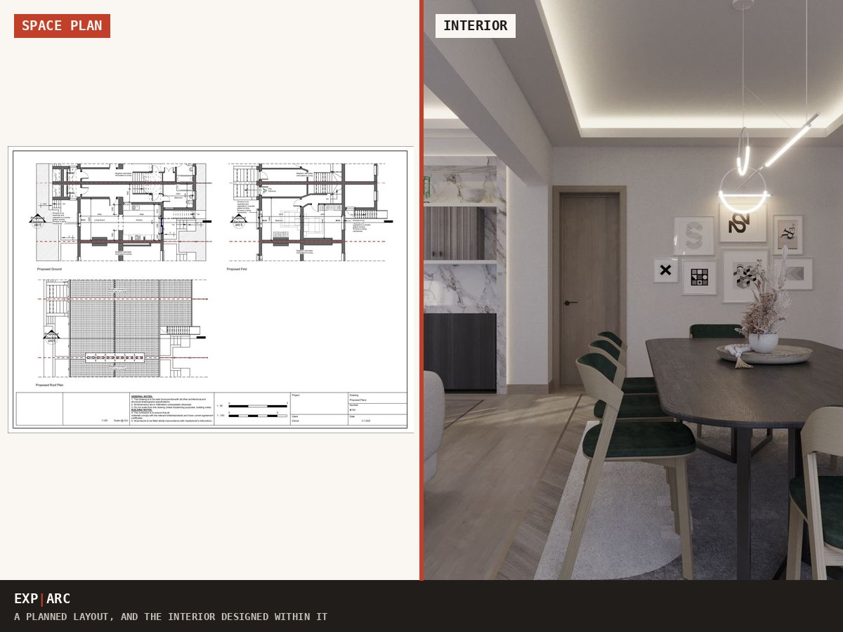 Space plan and the interior designed within it